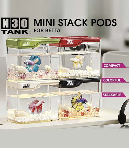 N30 Mini Stack Pods Betta Tank ( white / black / red )